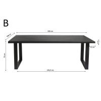 Table à manger design bois massif NIKO - Table rectangulaire noir 200x100