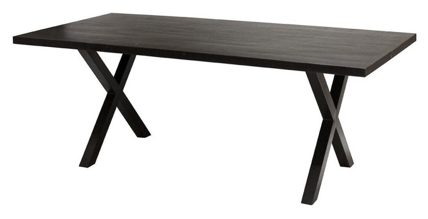 Table à manger design bois massif GOYA - Table noir pied design 200x100