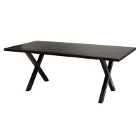 Table à manger design bois massif GOYA - Table noir pied design 200x100