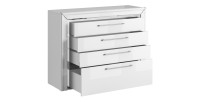 Commode design 4 tiroirs collection DOHA coloris blanc et argent