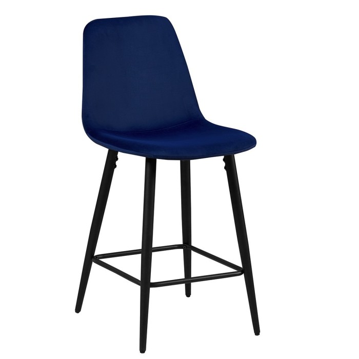 Chaise de comptoir en velours BOYLD, coloris bleu foncé