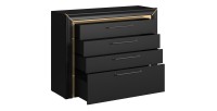 Commode design 4 tiroirs collection DOHA coloris noir mat et dorées