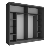 Armoire, Garde robe NOFI avec miroirs et penderie intégrée, coloris gris