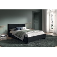 Lit double design coloris noir pour adulte collection ROMA, 140x200 cm, sommier inclus