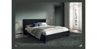 Lit double design coloris noir pour adulte collection ROMA, 160x200 cm, sommier inclus