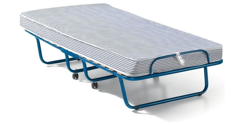 Lit pliant à roulettes en métal 80x190cm NAZARE, sommier et matelas inclus