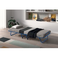 Lit pliant à roulettes en métal 80x190cm NAZARE, sommier et matelas inclus