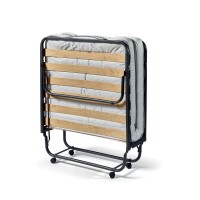 Lit pliant à roulettes en métal 90x200cm NAZARE, sommier et matelas inclus