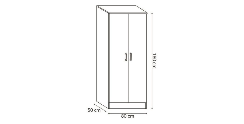 Garde Robe REY, armoire 2 portes idéal pour votre entrée ou votre buanderie