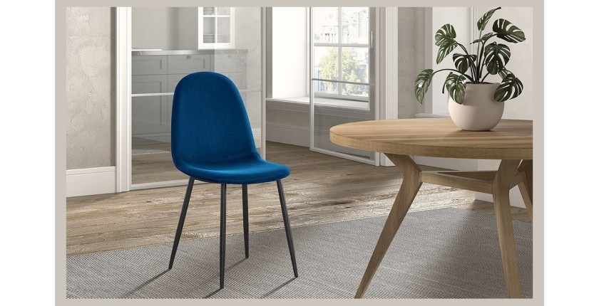 Chaise 'Boï' Velours Bleu foncé