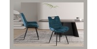 Chaise 'NINO' Velours Petrol, dimension H84 x L56 x P62.5, idéal pour votre cuisine ou salle à manger