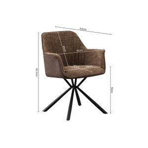 Chaise 'LUCIA' Bouclé Sable Dos PU Brun, dimension H82.5 x L62 x P63, idéal pour votre cuisine ou salle à manger