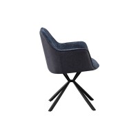 Chaise 'LUCIA' Bouclé Bleu Dos PU Bleu, dimension H82.5 x L62 x P63, idéal pour votre cuisine ou salle à manger