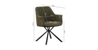 Chaise 'LUCIA' Bouclé Vert Dos PU Vert foncé, dimension H82.5 x L62 x P63, idéal pour votre cuisine ou salle à manger