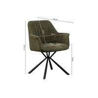 Chaise 'LUCIA' Bouclé Vert Dos PU Vert foncé, dimension H82.5 x L62 x P63, idéal pour votre cuisine ou salle à manger