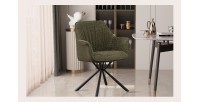 Chaise 'LUCIA' Bouclé Vert Dos PU Vert foncé, dimension H82.5 x L62 x P63, idéal pour votre cuisine ou salle à manger
