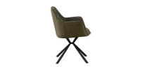 Chaise 'LUCIA' Bouclé Vert Dos PU Vert foncé, dimension H82.5 x L62 x P63, idéal pour votre cuisine ou salle à manger