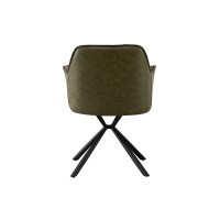 Chaise 'LUCIA' Bouclé Vert Dos PU Vert foncé, dimension H82.5 x L62 x P63, idéal pour votre cuisine ou salle à manger