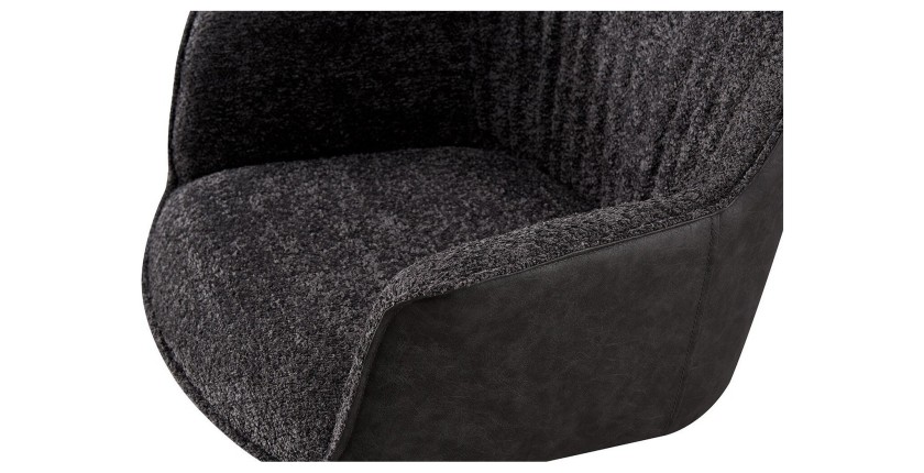 Chaise 'LUCIA' Bouclé Gris Dos PU Gris clair, dimension H82.5 x L62 x P63, idéal pour votre cuisine ou salle à manger