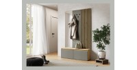 Ensemble de meubles d'entrée collection NEMO coloris chêne et gris. Meuble à chaussure, commode, miroir et penderie.