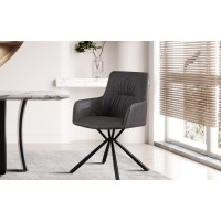 Chaise 'LYRO' PU Gris clair, dimension H86 x L55.5 x P64.5, idéal pour votre cuisine ou salle à manger