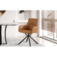 Chaise 'LYRO' PU Cognac, dimension H86 x L55.5 x P64.5, idéal pour votre cuisine ou salle à manger