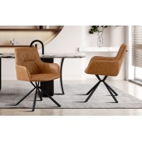 Chaise 'LYRO' PU Cognac, dimension H86 x L55.5 x P64.5, idéal pour votre cuisine ou salle à manger