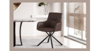 Chaise 'LYRO' PU Brun, dimension H86 x L55.5 x P64.5, idéal pour votre cuisine ou salle à manger