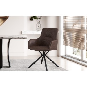 Chaise 'LYRO' PU Brun, dimension H86 x L55.5 x P64.5, idéal pour votre cuisine ou salle à manger