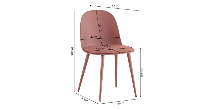 Chaise 'JASMON' coussin PU Terracotta, dimension H81 x L51 x P44, idéal pour votre cuisine ou salle à manger