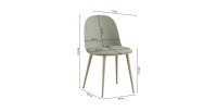 Chaise 'JASMON' Coussin PU Gris-Vert, dimension H81 x L51 x P44, idéal pour votre cuisine ou salle à manger