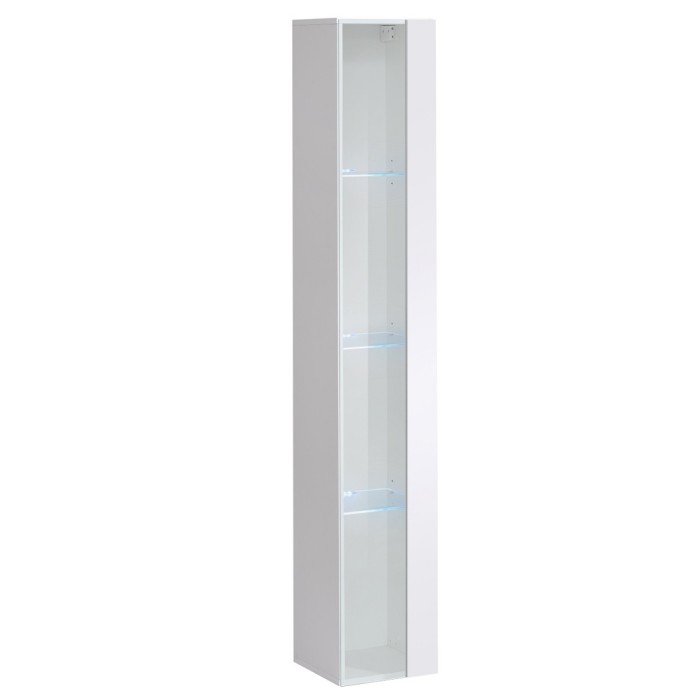 vitrine suspendue blanche avec 1 porte vitrée et éclairage LED inclus. Collection SWITCH.