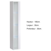 vitrine suspendue blanche avec 1 porte vitrée et éclairage LED inclus. Collection SWITCH.