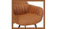 Chaise BOBO PU Micro fibre Cognac, dimensions: H84 x L66.5 x P61 cm, idéal pour votre cuisine ou salle à manger