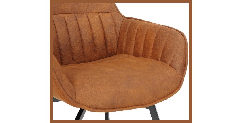 Chaise BOBO PU Micro fibre Cognac, dimensions: H84 x L66.5 x P61 cm, idéal pour votre cuisine ou salle à manger