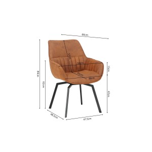 Chaise BOBO PU Micro fibre Cognac, dimensions: H84 x L66.5 x P61 cm, idéal pour votre cuisine ou salle à manger