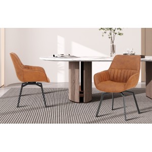 Chaise BOBO PU Micro fibre Cognac, dimensions: H84 x L66.5 x P61 cm, idéal pour votre cuisine ou salle à manger