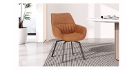 Chaise BOBO PU Micro fibre Cognac, dimensions: H84 x L66.5 x P61 cm, idéal pour votre cuisine ou salle à manger