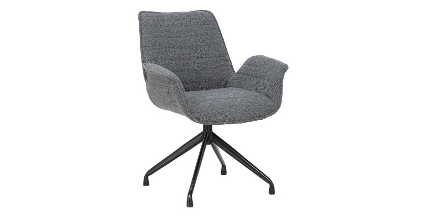 Chaise OMAR Bouclé Gris foncé, dimension H84 x L66 x D58, idéal pour votre cuisine ou salle à manger