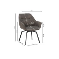 Chaise DORA PU Micro fibre Gris, dimensions: H84 x L59.5 x P62 cm, idéal pour votre cuisine ou salle à manger