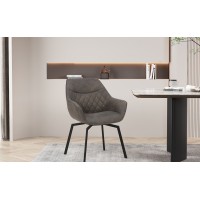 Chaise DORA PU Micro fibre Gris, dimensions: H84 x L59.5 x P62 cm, idéal pour votre cuisine ou salle à manger