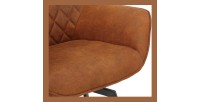 Chaise DORA PU Micro fibre Cognac, dimensions: H84 x L59.5 x P62 cm, idéal pour votre cuisine ou salle à manger