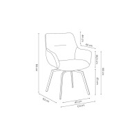 Chaise MADO Pivotant tissu Ecru, dimension H84 x L63 x P63, idéal pour votre cuisine ou salle à manger