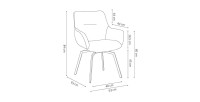 Chaise MADO Pivotant Velours côtelé Gris, dimension H84 x L63 x P63, idéal pour votre cuisine ou salle à manger