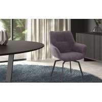 Chaise MADO Pivotant Velours côtelé Gris, dimension H84 x L63 x P63, idéal pour votre cuisine ou salle à manger