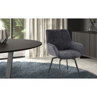 Chaise MADO Pivotant tissu Gris foncé, dimension H84 x L63 x P63, idéal pour votre cuisine ou salle à manger