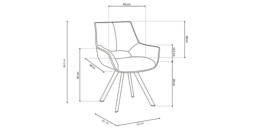 Chaise TIMOTE Tissu Beige, dimension H86.5 x L61 x P64, idéal pour votre cuisine ou salle à manger
