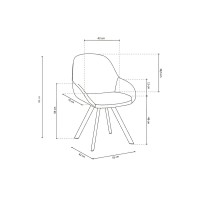 Chaise JEANNE Tissu Gris Dos PU Gris foncé, dimension H85 x L55 x P62, idéal pour votre cuisine ou salle à manger