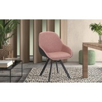 Chaise JEANNE Tissu Rose Dos PU Gris foncé, dimension H85 x L55 x P62, idéal pour votre cuisine ou salle à manger