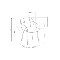 Chaise SAM Tissu Gris Dos PU Gris foncé, dimension H85 x L57.5 x P65, idéal pour votre cuisine ou salle à manger
